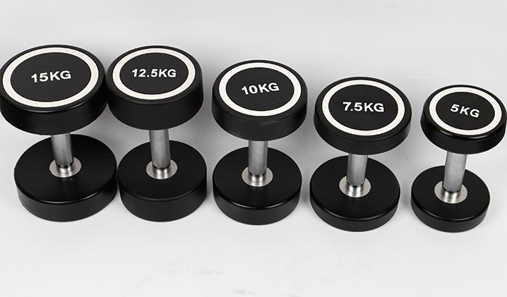 Fitnes fitnes oprema za dvigovanje uteži, gumijasta uteži z okroglo glavo